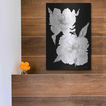 Luxe Metal Art 'Black & White Flowers II' by Cindy Jacobs, Metal Wall Art,12x16