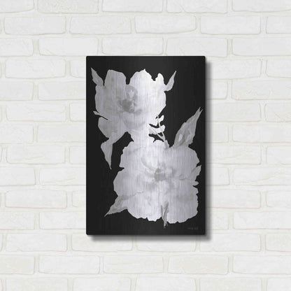 Luxe Metal Art 'Black & White Flowers II' by Cindy Jacobs, Metal Wall Art,16x24