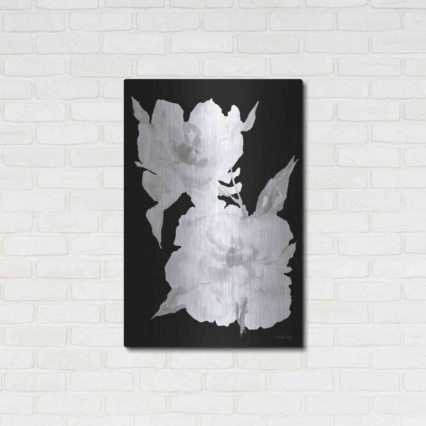 Luxe Metal Art 'Black & White Flowers II' by Cindy Jacobs, Metal Wall Art,24x36