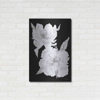 Luxe Metal Art 'Black & White Flowers II' by Cindy Jacobs, Metal Wall Art,24x36