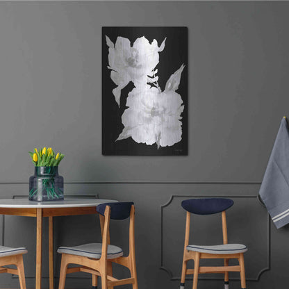 Luxe Metal Art 'Black & White Flowers II' by Cindy Jacobs, Metal Wall Art,24x36