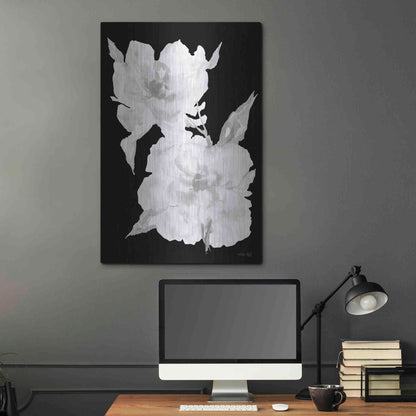 Luxe Metal Art 'Black & White Flowers II' by Cindy Jacobs, Metal Wall Art,24x36