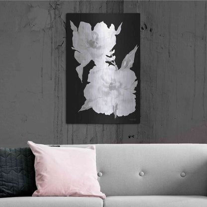 Luxe Metal Art 'Black & White Flowers II' by Cindy Jacobs, Metal Wall Art,24x36