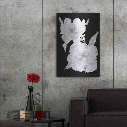Luxe Metal Art 'Black & White Flowers II' by Cindy Jacobs, Metal Wall Art,24x36