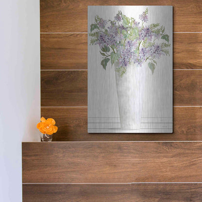 Luxe Metal Art 'Lilacs I' by Cindy Jacobs, Metal Wall Art,12x16