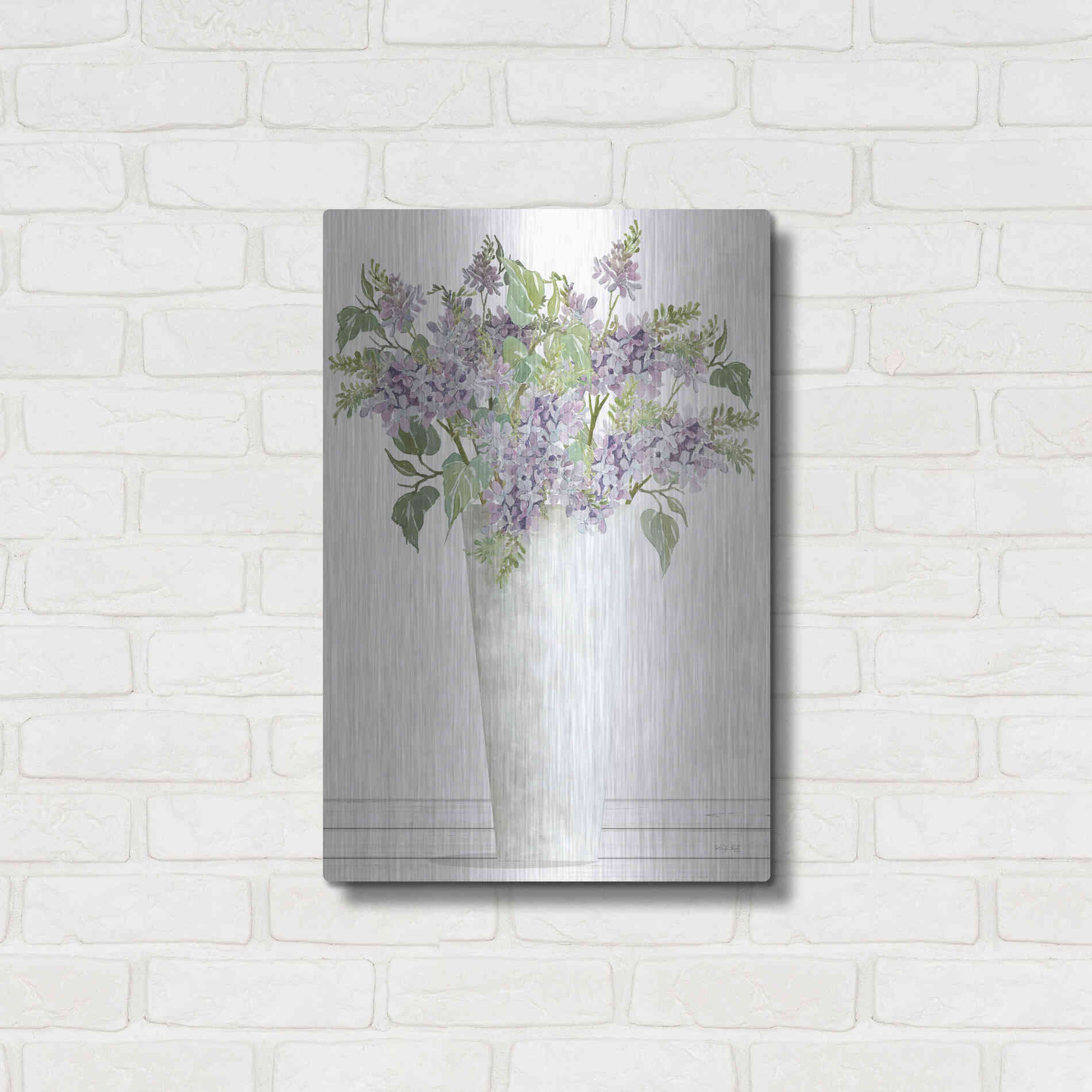 Luxe Metal Art 'Lilacs I' by Cindy Jacobs, Metal Wall Art,16x24