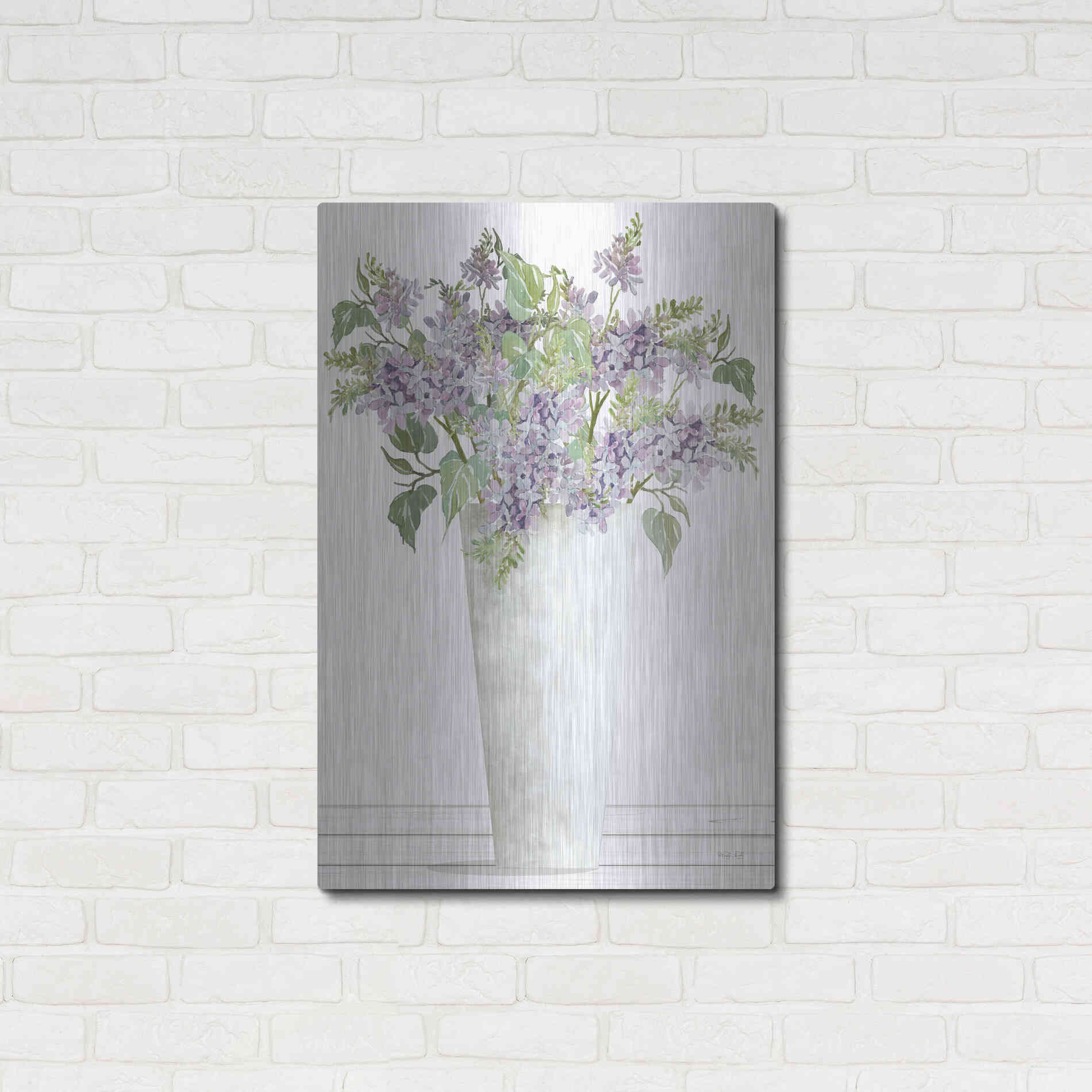 Luxe Metal Art 'Lilacs I' by Cindy Jacobs, Metal Wall Art,24x36