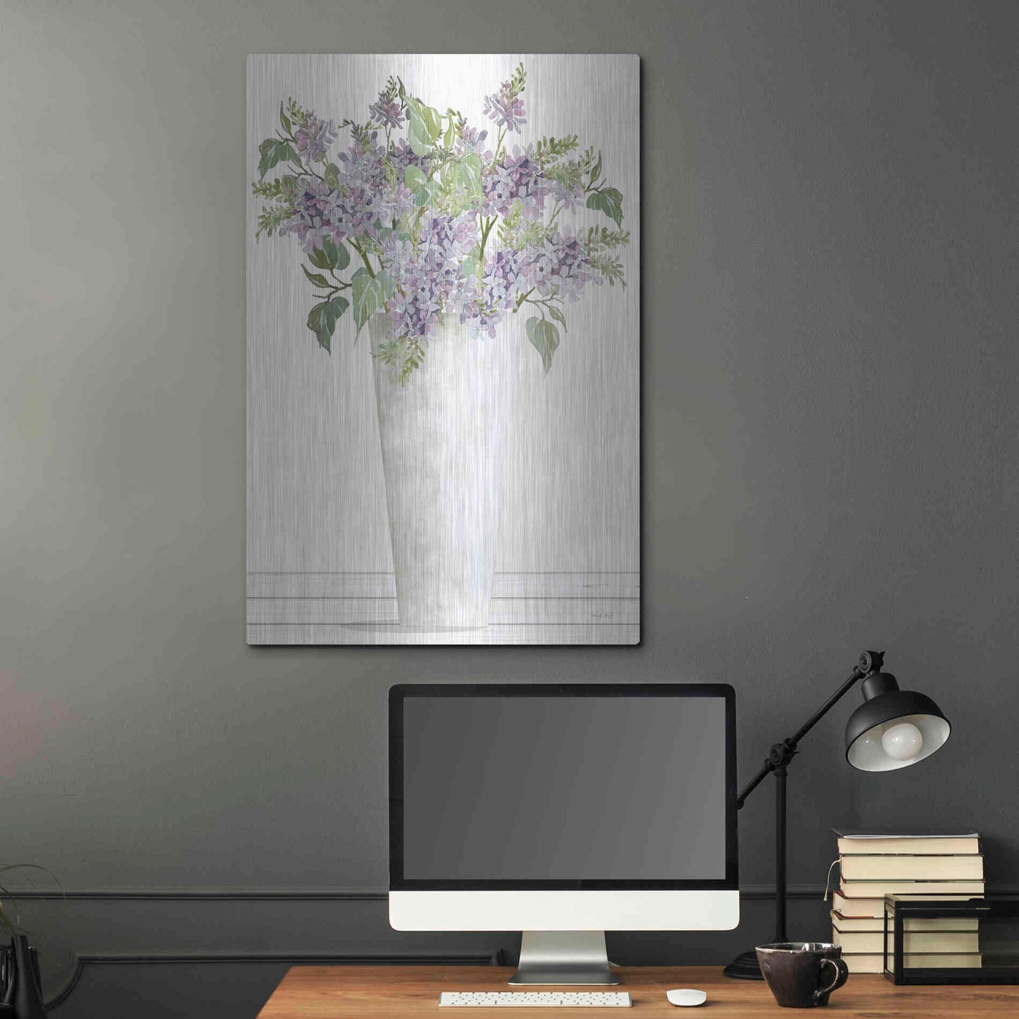 Luxe Metal Art 'Lilacs I' by Cindy Jacobs, Metal Wall Art,24x36