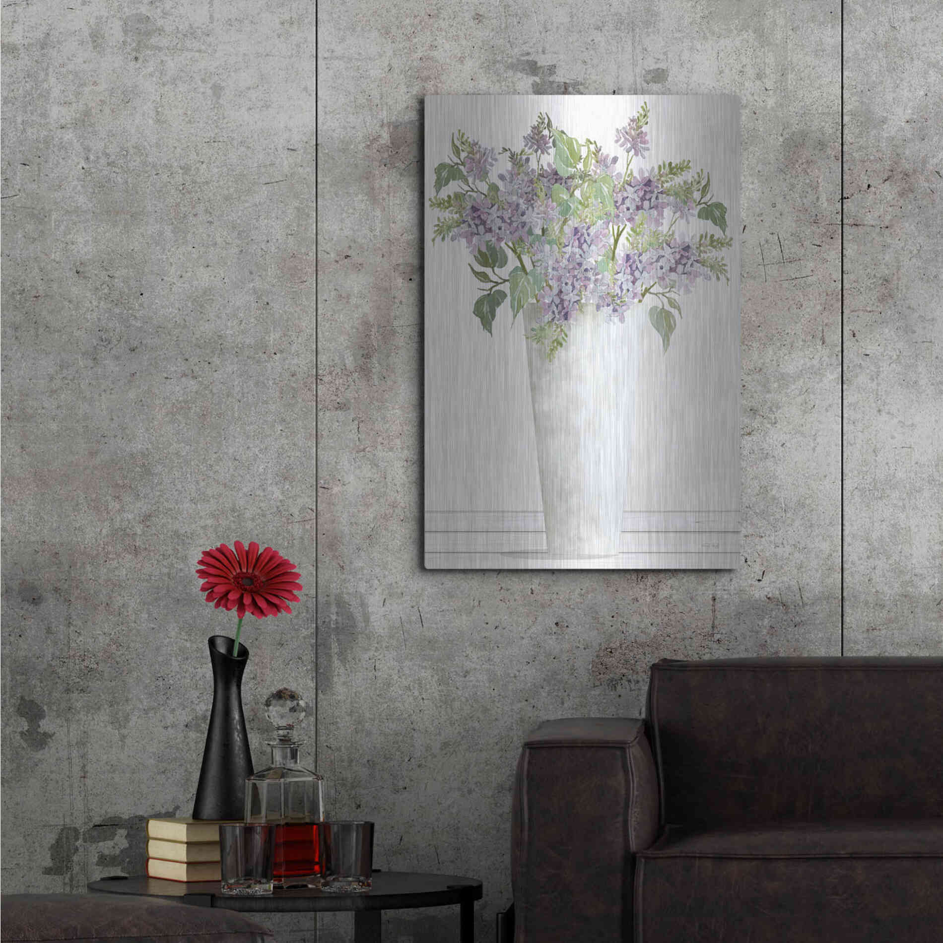 Luxe Metal Art 'Lilacs I' by Cindy Jacobs, Metal Wall Art,24x36