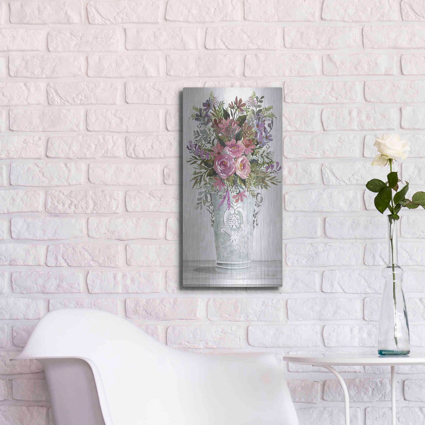 Luxe Metal Art 'Lilacs II' by Cindy Jacobs, Metal Wall Art,12x24