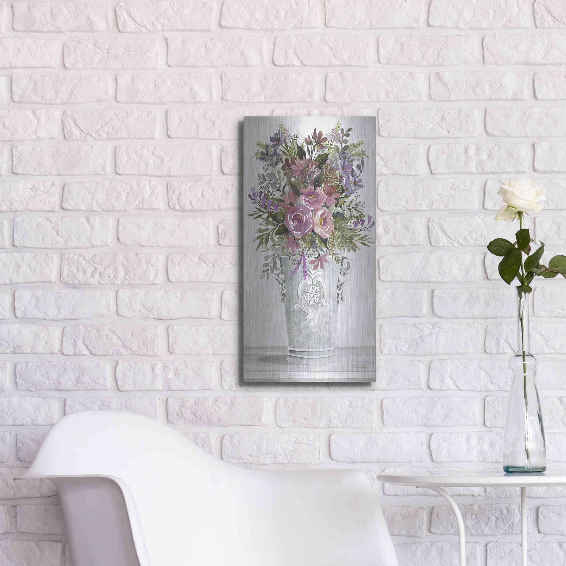 Luxe Metal Art 'Lilacs II' by Cindy Jacobs, Metal Wall Art,12x24