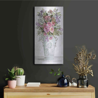 Luxe Metal Art 'Lilacs II' by Cindy Jacobs, Metal Wall Art,12x24