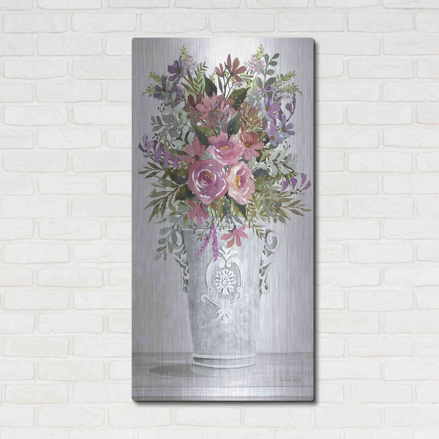 Luxe Metal Art 'Lilacs II' by Cindy Jacobs, Metal Wall Art,24x48