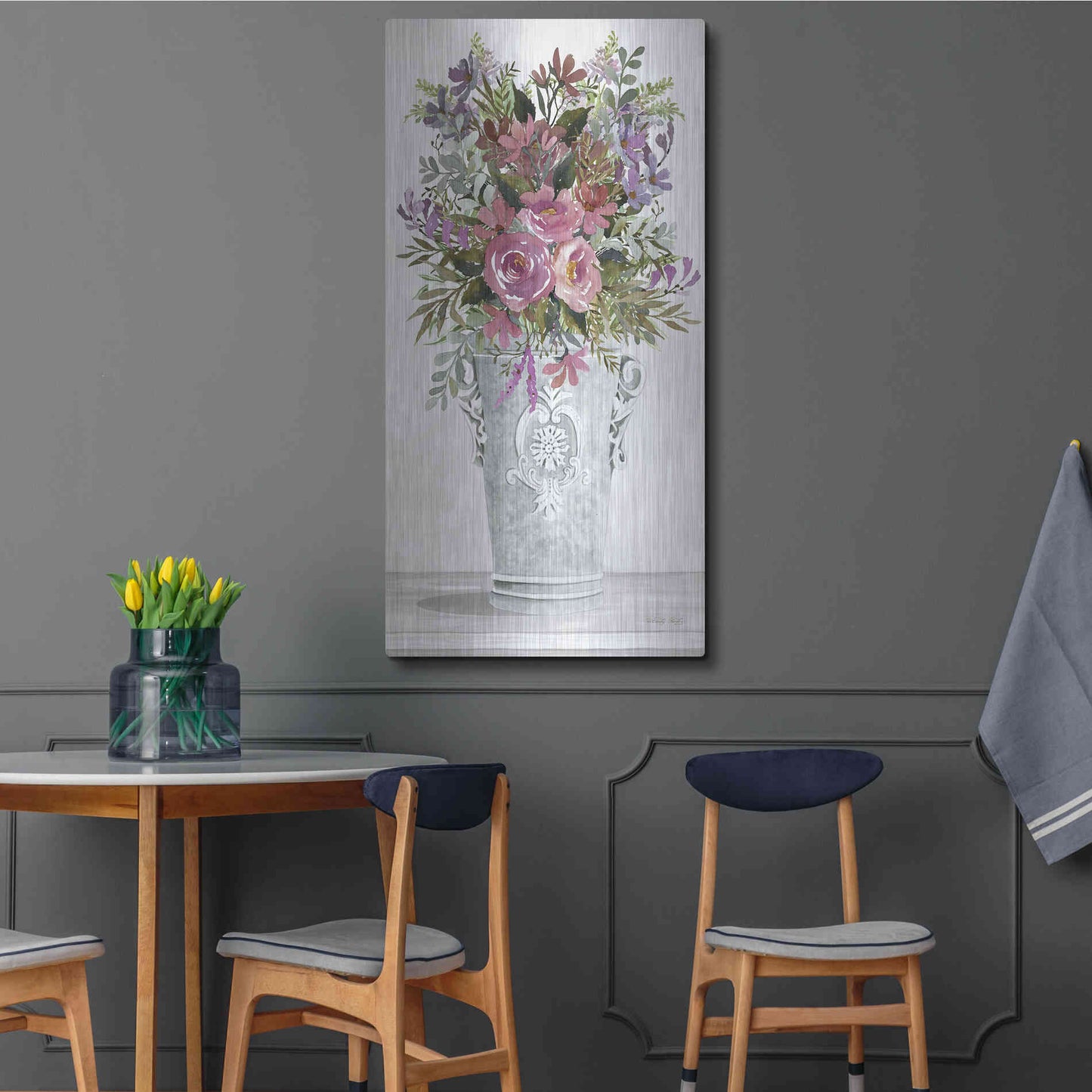 Luxe Metal Art 'Lilacs II' by Cindy Jacobs, Metal Wall Art,24x48