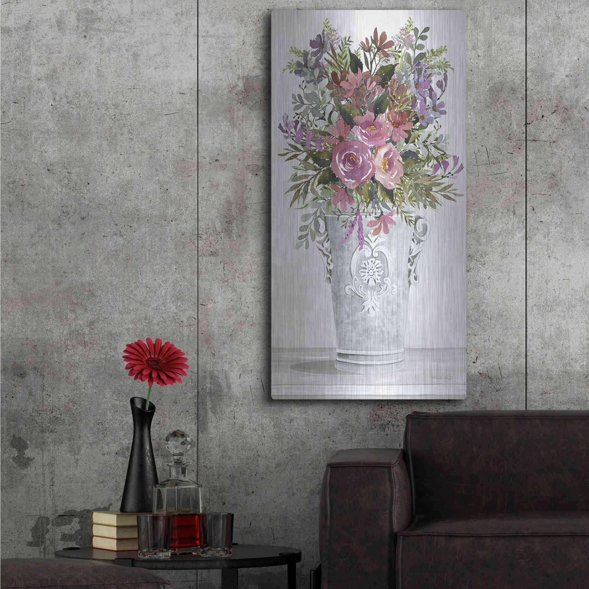 Luxe Metal Art 'Lilacs II' by Cindy Jacobs, Metal Wall Art,24x48