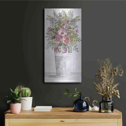 Luxe Metal Art 'Lilacs III' by Cindy Jacobs, Metal Wall Art,12x24