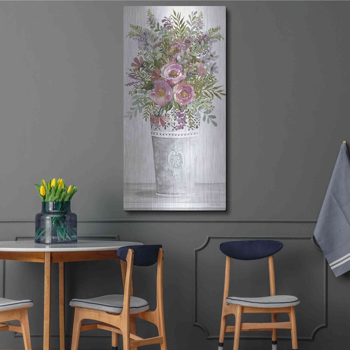 Luxe Metal Art 'Lilacs III' by Cindy Jacobs, Metal Wall Art,24x48