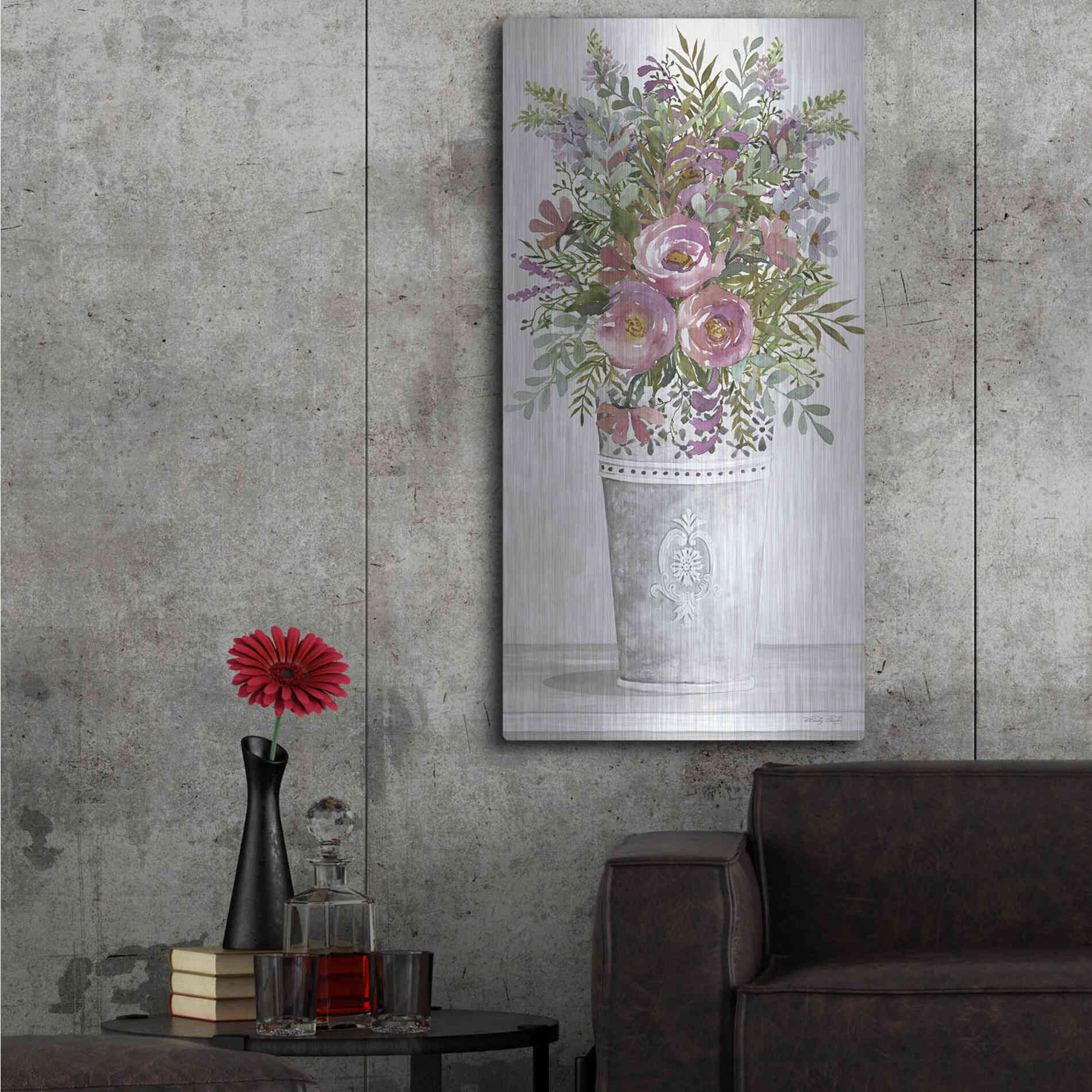 Luxe Metal Art 'Lilacs III' by Cindy Jacobs, Metal Wall Art,24x48