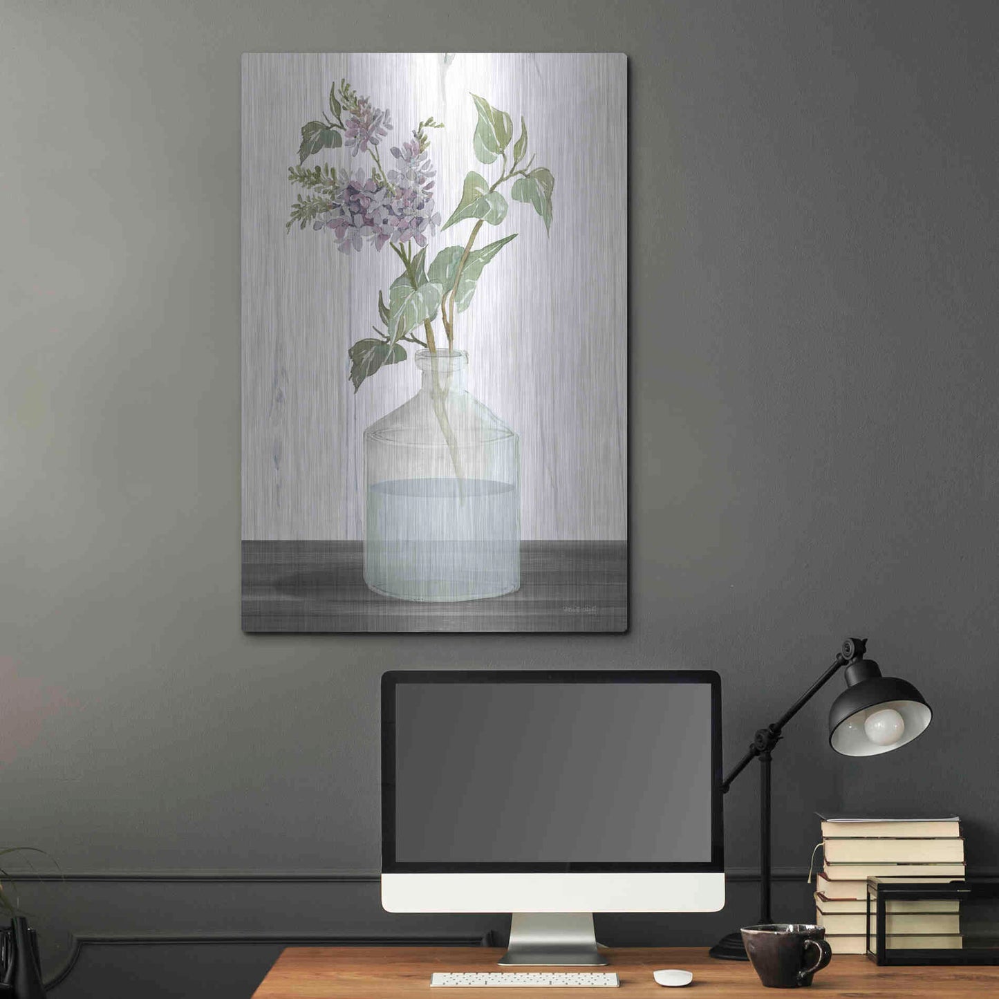 Luxe Metal Art 'Lilacs IV' by Cindy Jacobs, Metal Wall Art,24x36