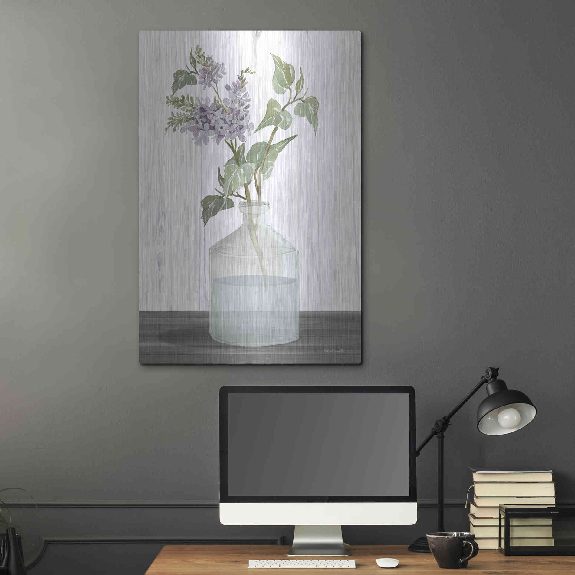 Luxe Metal Art 'Lilacs IV' by Cindy Jacobs, Metal Wall Art,24x36