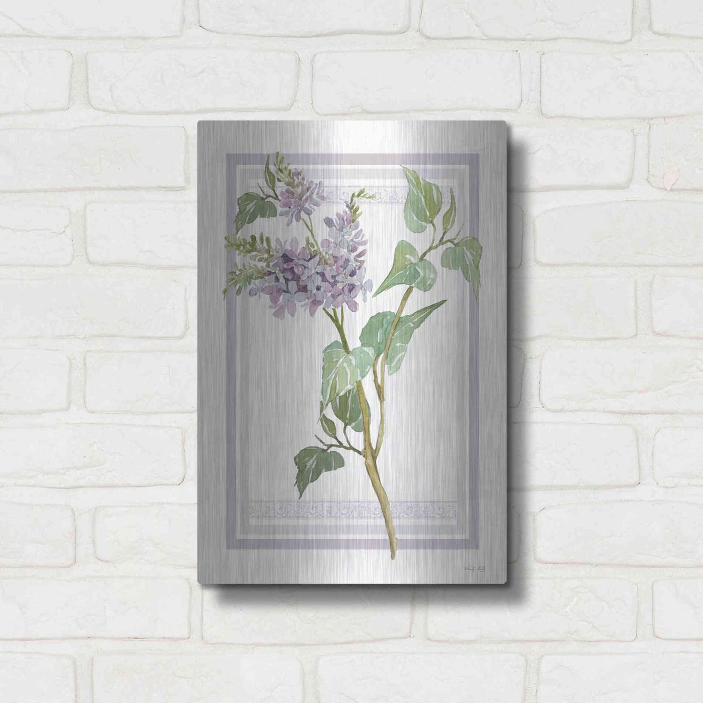 Luxe Metal Art 'Lilacs V' by Cindy Jacobs, Metal Wall Art,12x16