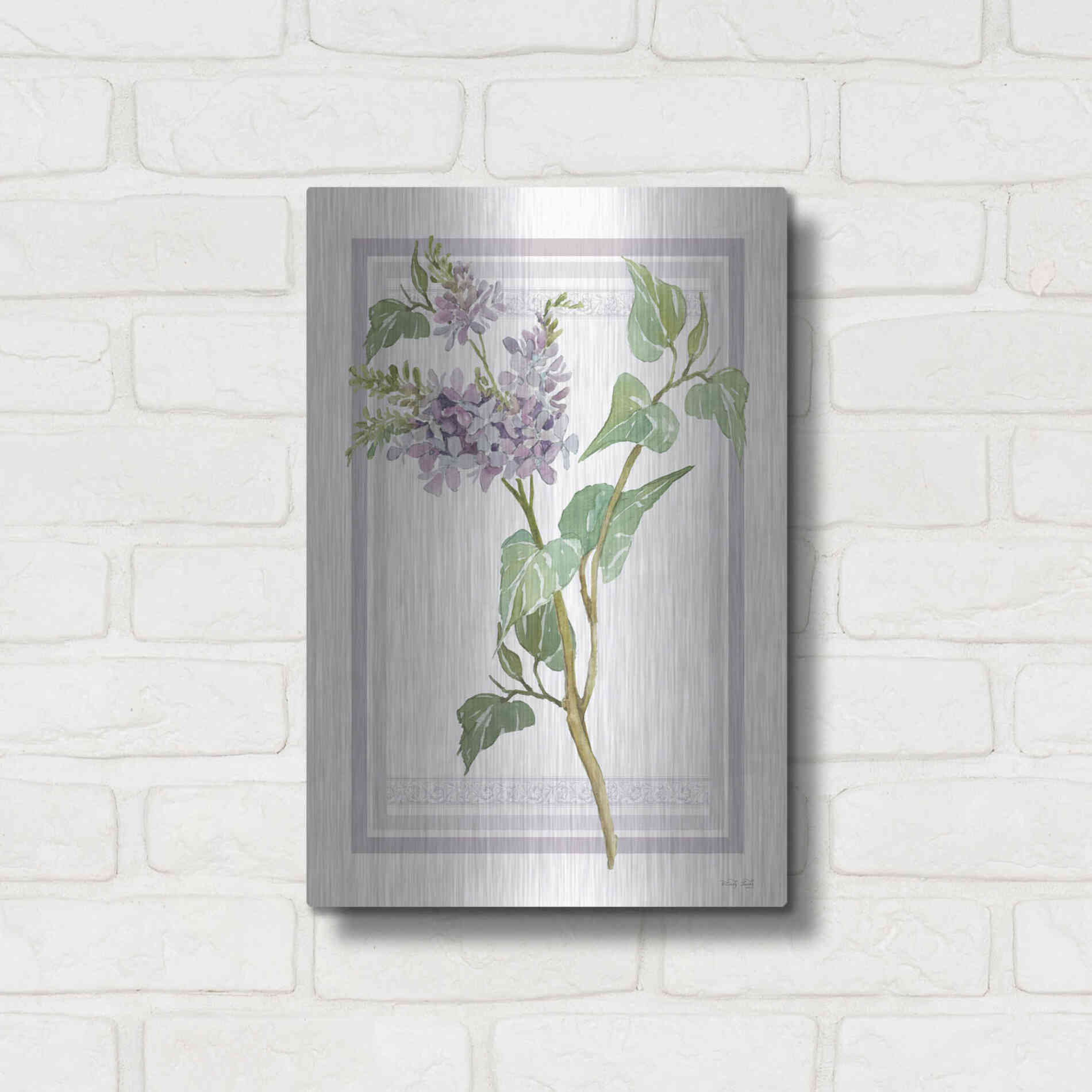 Luxe Metal Art 'Lilacs V' by Cindy Jacobs, Metal Wall Art,12x16