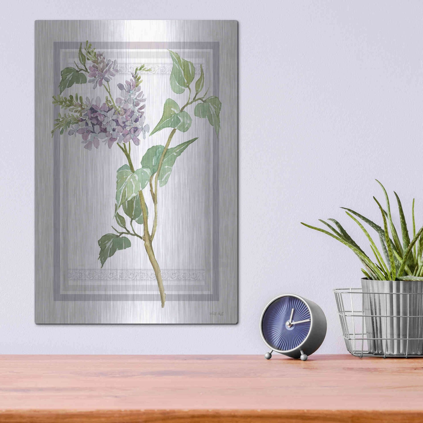 Luxe Metal Art 'Lilacs V' by Cindy Jacobs, Metal Wall Art,12x16