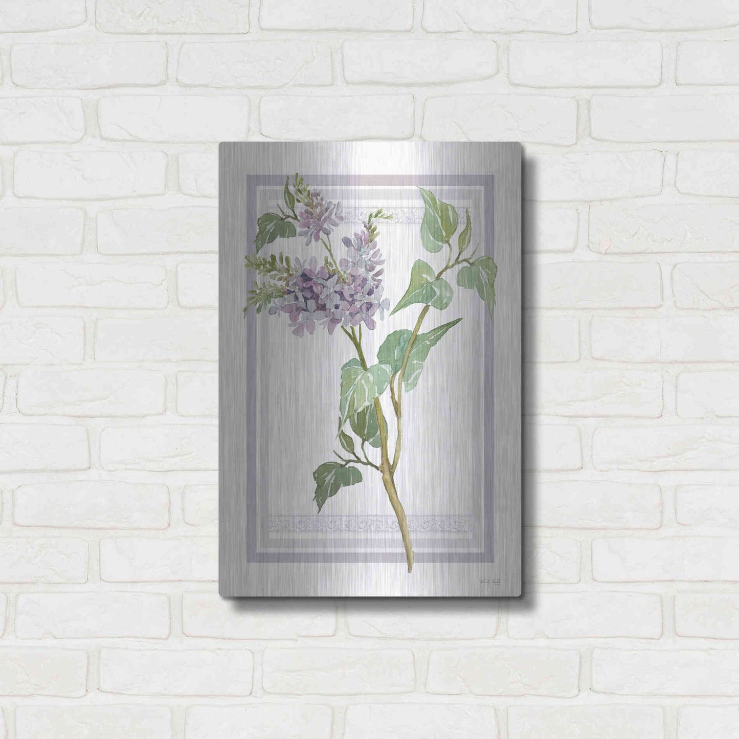 Luxe Metal Art 'Lilacs V' by Cindy Jacobs, Metal Wall Art,16x24