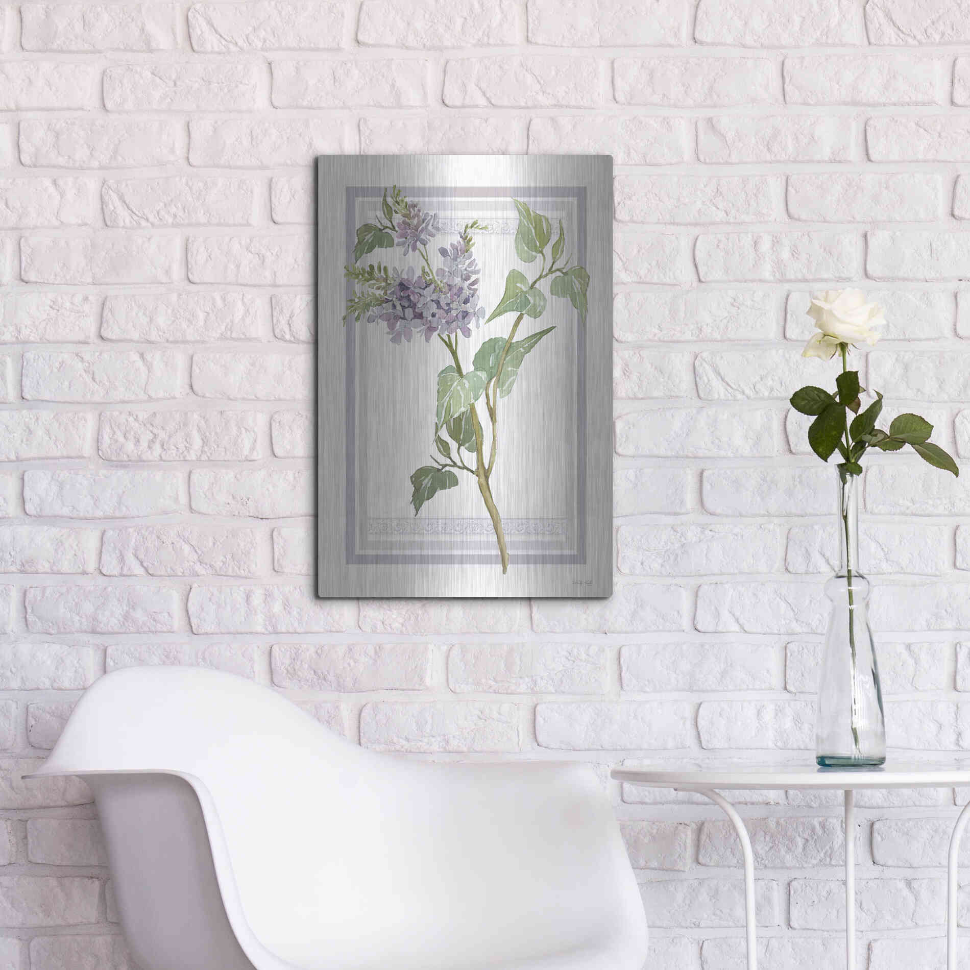 Luxe Metal Art 'Lilacs V' by Cindy Jacobs, Metal Wall Art,16x24