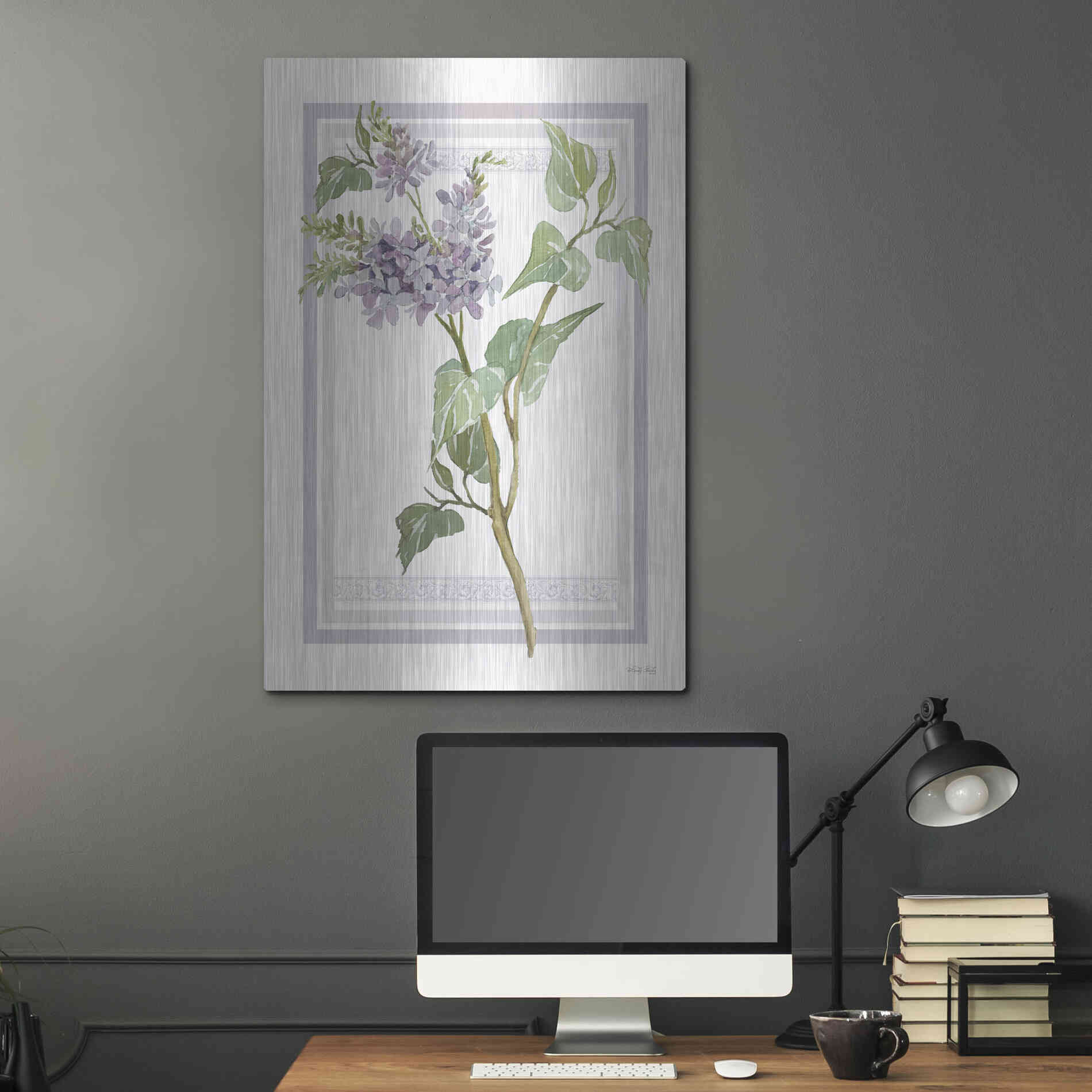 Luxe Metal Art 'Lilacs V' by Cindy Jacobs, Metal Wall Art,24x36