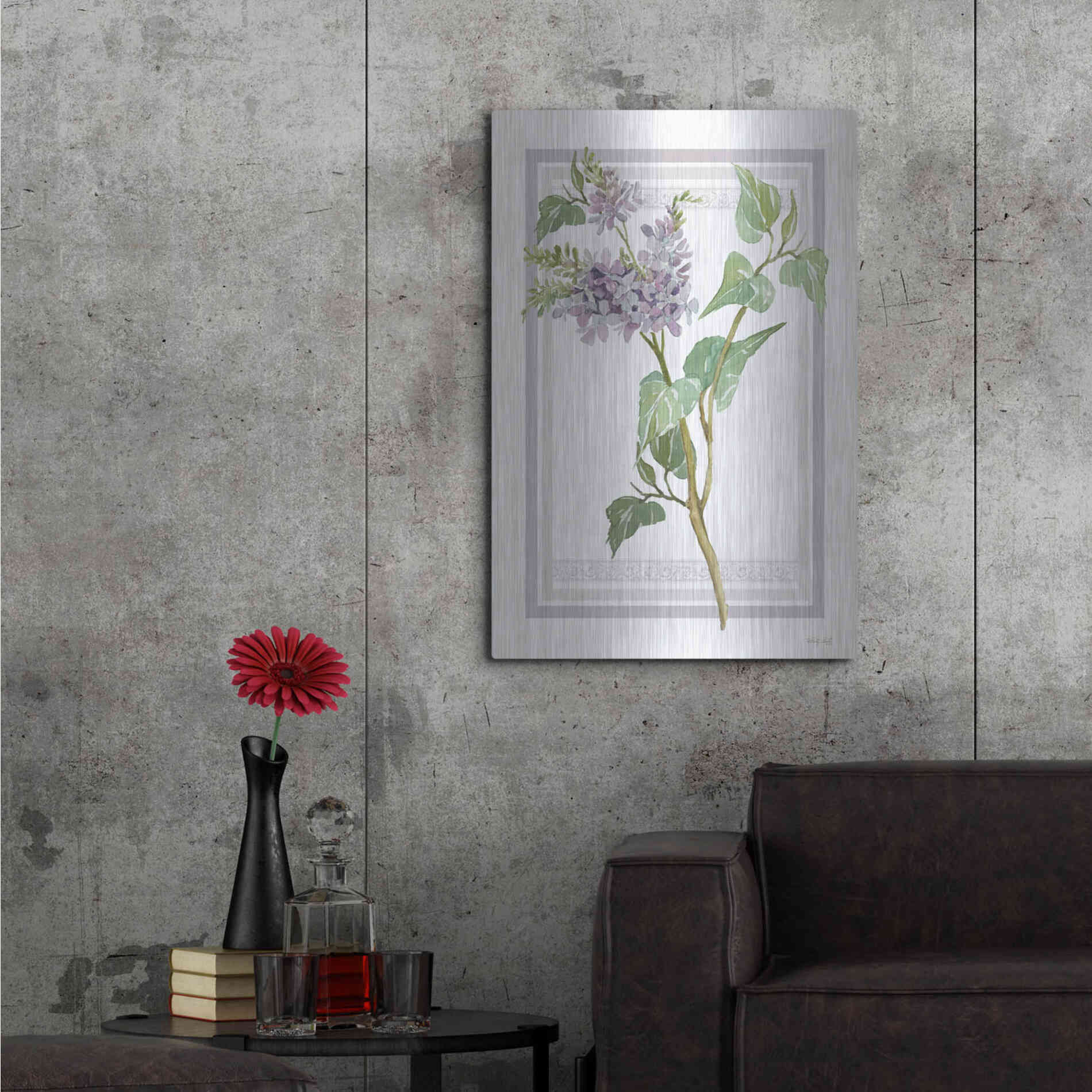 Luxe Metal Art 'Lilacs V' by Cindy Jacobs, Metal Wall Art,24x36