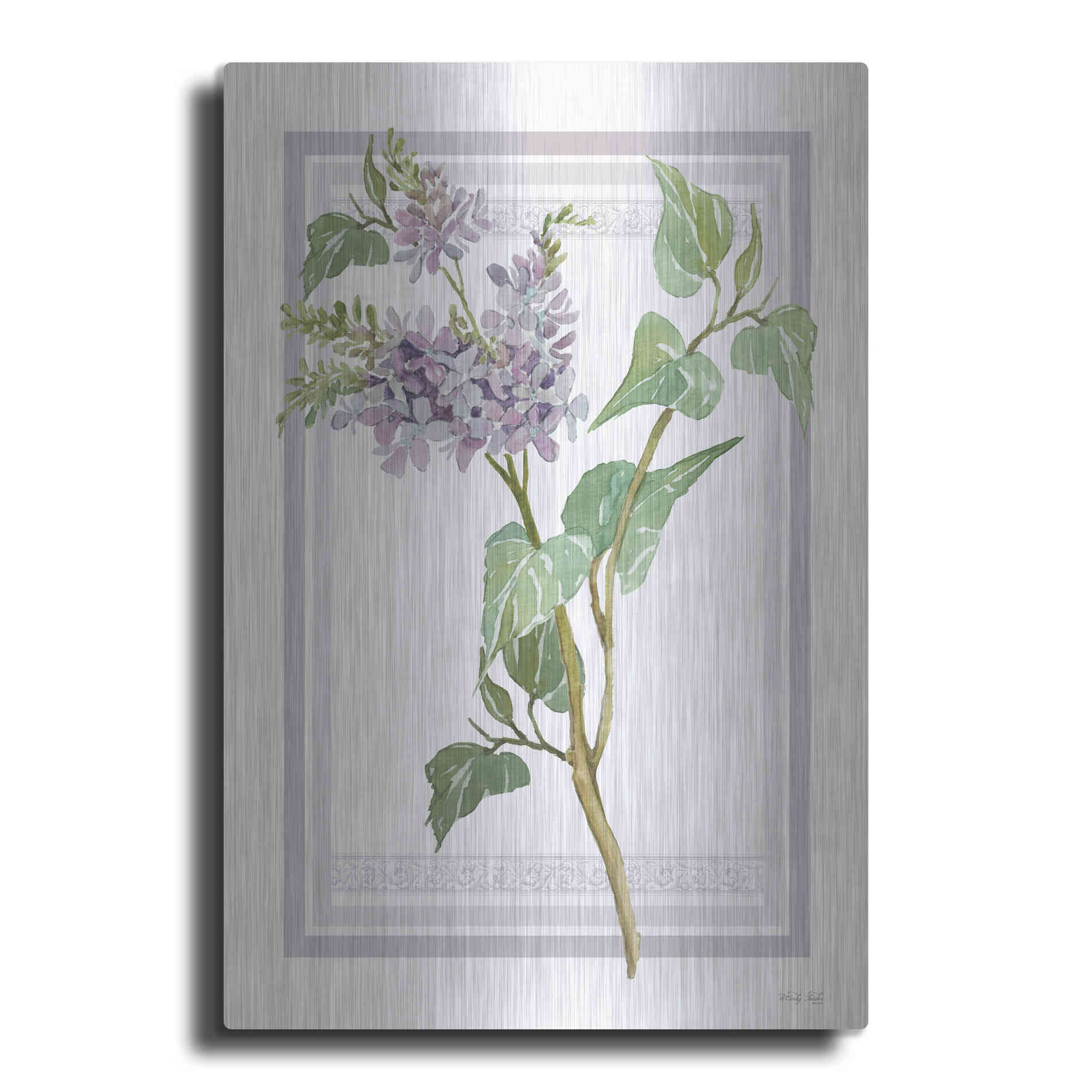 Luxe Metal Art 'Lilacs V' by Cindy Jacobs, Metal Wall Art