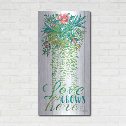 Luxe Metal Art 'Love Grows Hanging Plant' by Cindy Jacobs, Metal Wall Art,24x48