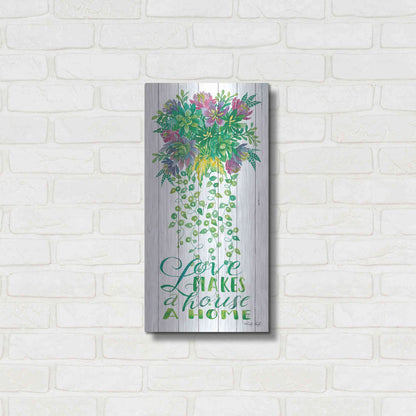 Luxe Metal Art 'Love Makes a Home Hanging Plant' by Cindy Jacobs, Metal Wall Art,12x24