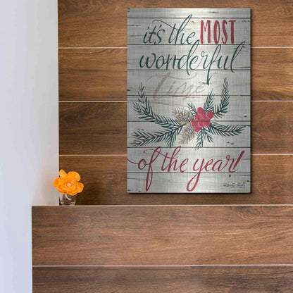 Luxe Metal Art 'The Most Wonderful Time Shiplap 2' by Cindy Jacobs, Metal Wall Art,12x16