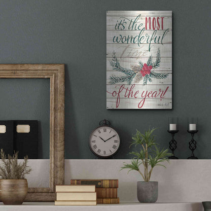 Luxe Metal Art 'The Most Wonderful Time Shiplap 2' by Cindy Jacobs, Metal Wall Art,12x16