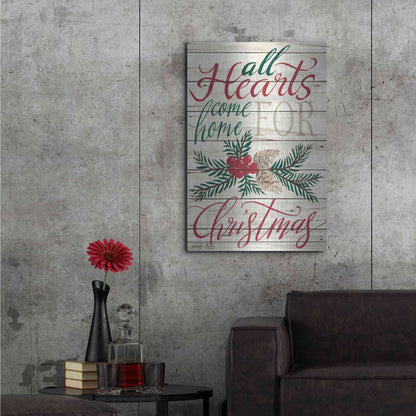 Luxe Metal Art 'All Hearts Come Home for Christmas Shiplap 2' by Cindy Jacobs, Metal Wall Art,24x36