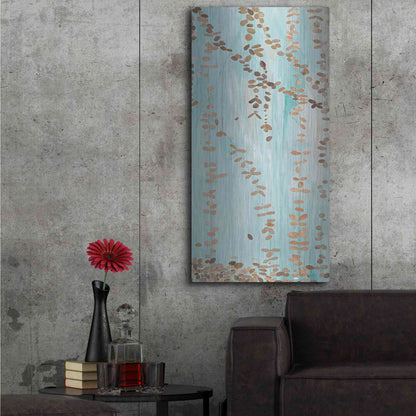 Luxe Metal Art 'Trailing Vines III Blue' by Candra Boggs, Metal Wall Art,24x48