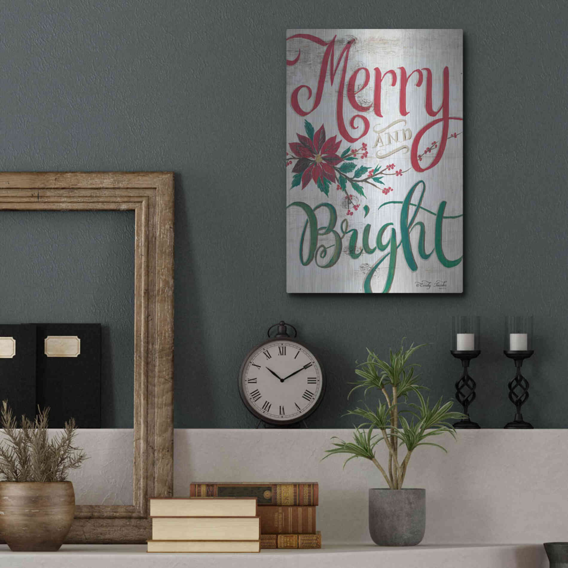 Luxe Metal Art 'Merry and Bright' by Cindy Jacobs, Metal Wall Art,12x16