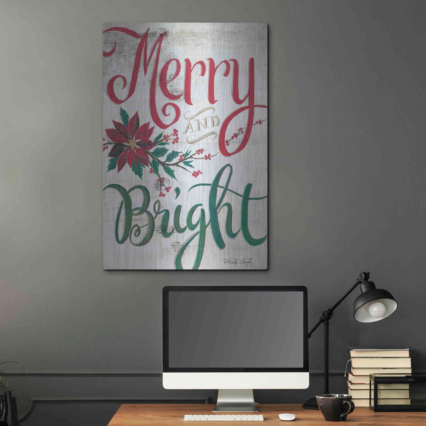 Luxe Metal Art 'Merry and Bright' by Cindy Jacobs, Metal Wall Art,24x36