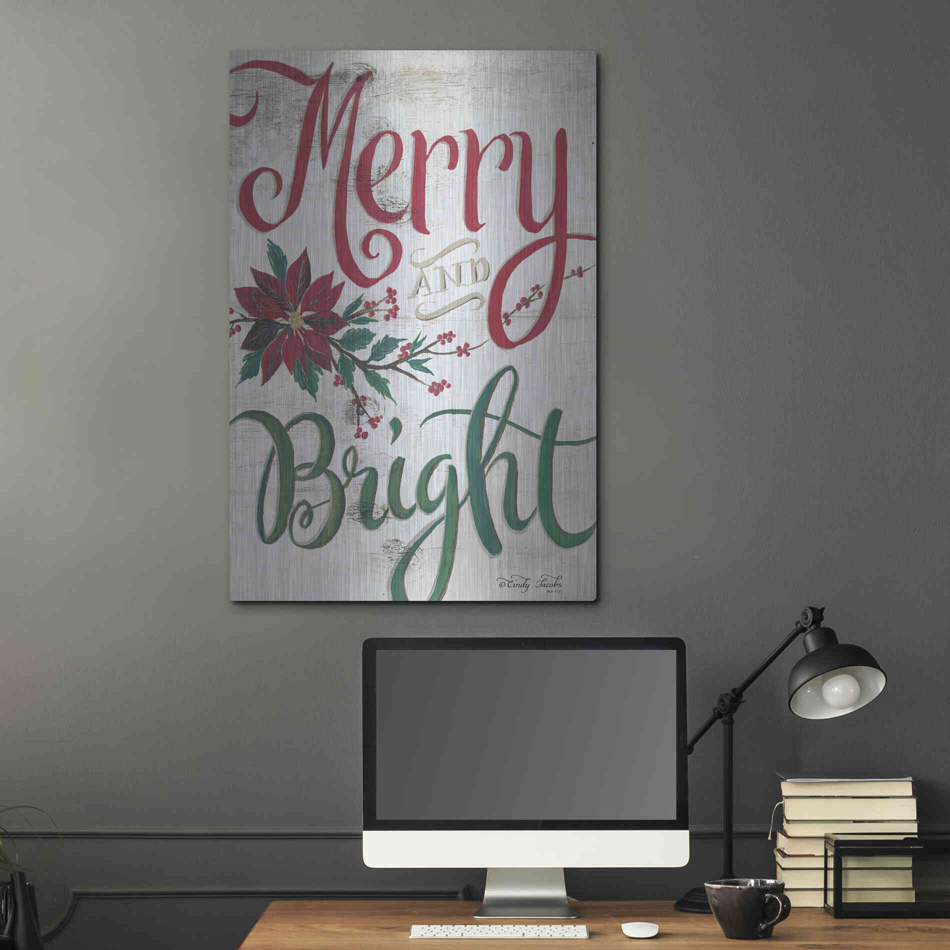 Luxe Metal Art 'Merry and Bright' by Cindy Jacobs, Metal Wall Art,24x36