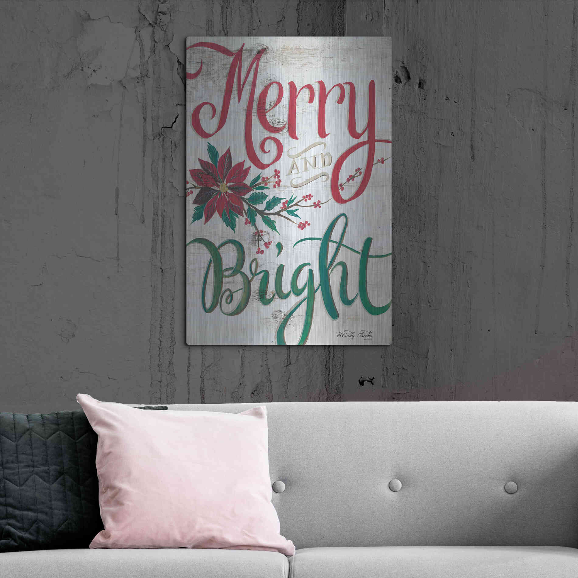 Luxe Metal Art 'Merry and Bright' by Cindy Jacobs, Metal Wall Art,24x36