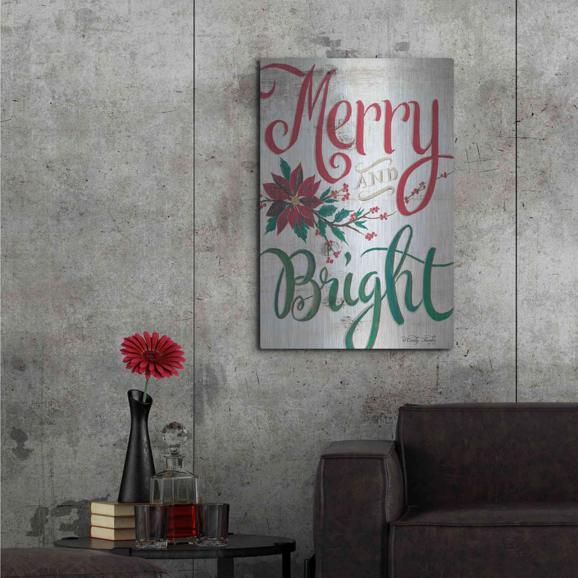 Luxe Metal Art 'Merry and Bright' by Cindy Jacobs, Metal Wall Art,24x36