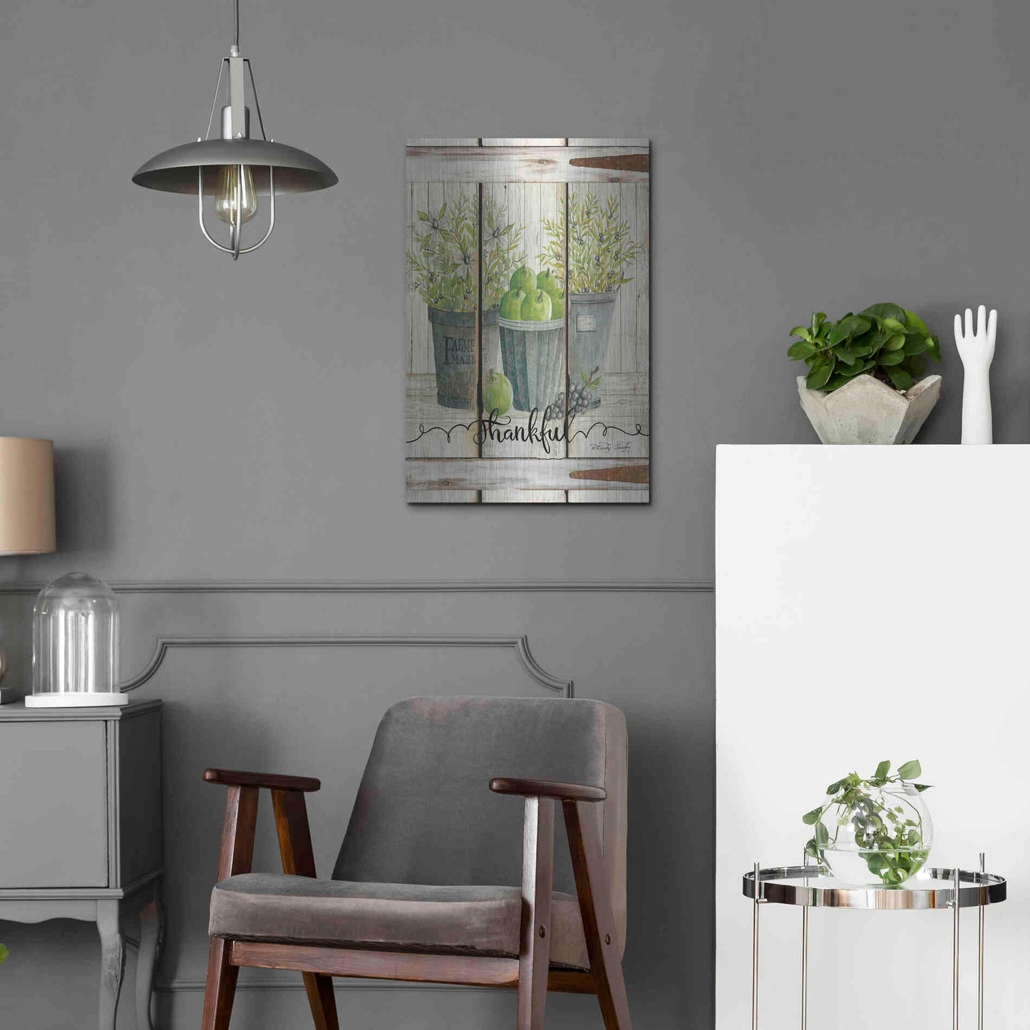 Luxe Metal Art 'Eucalyptus - Thankful' by Cindy Jacobs, Metal Wall Art,16x24