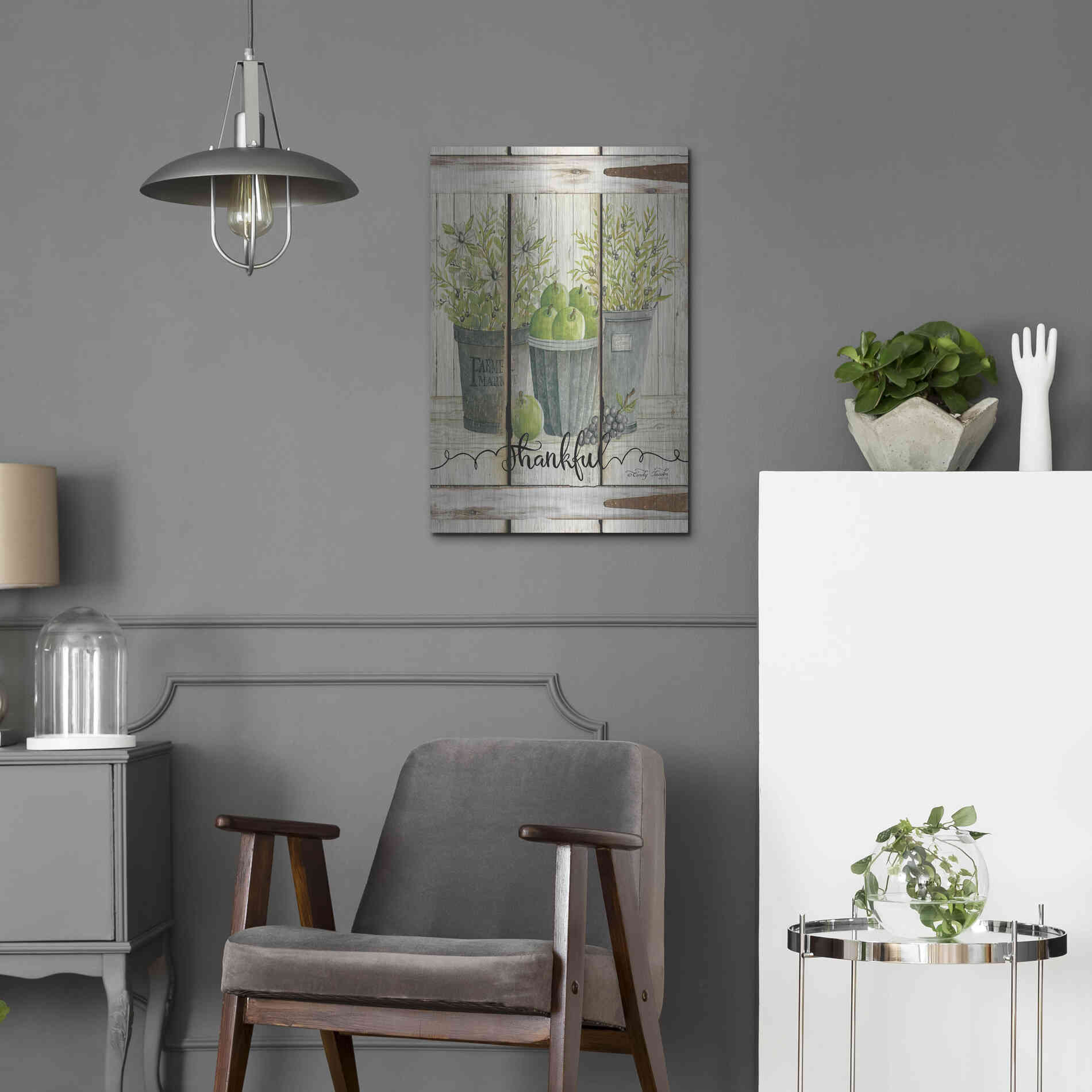 Luxe Metal Art 'Eucalyptus - Thankful' by Cindy Jacobs, Metal Wall Art,16x24