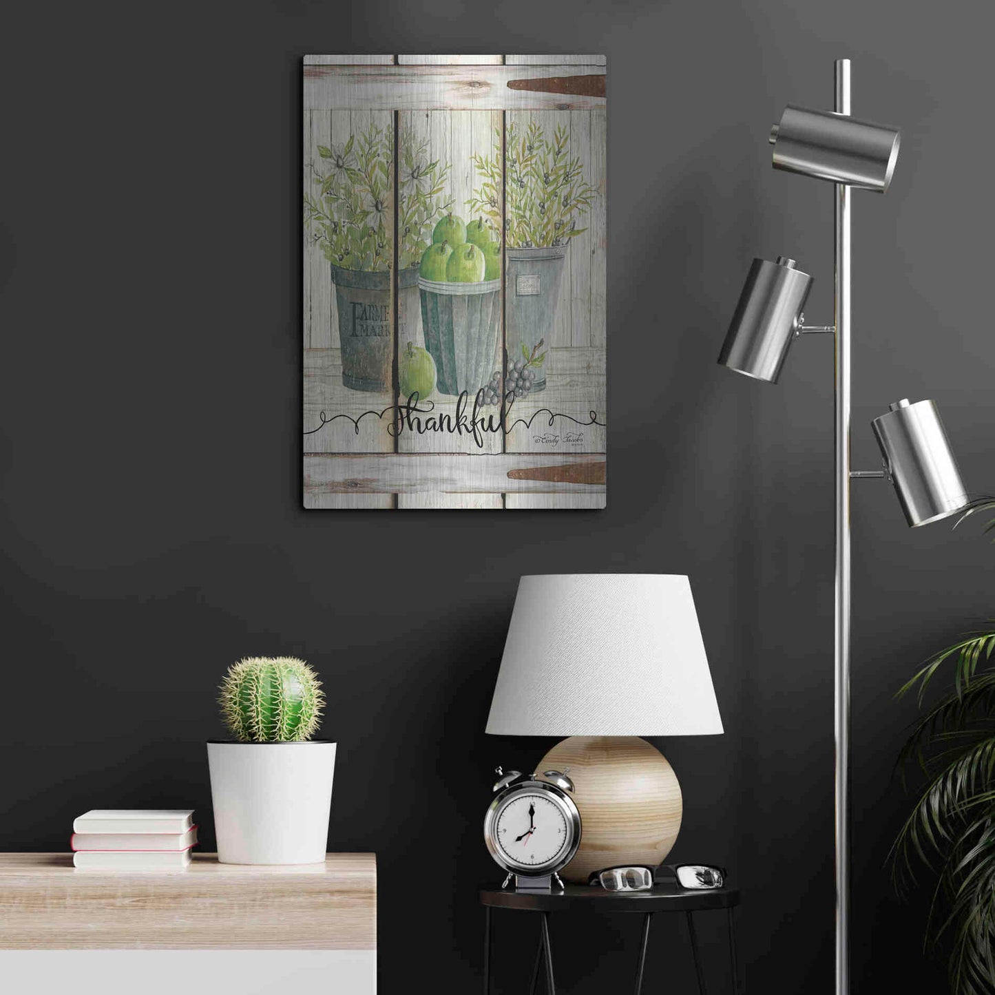 Luxe Metal Art 'Eucalyptus - Thankful' by Cindy Jacobs, Metal Wall Art,16x24