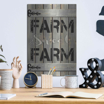 Luxe Metal Art 'Farm Sweet Farm' by Cindy Jacobs, Metal Wall Art,12x16