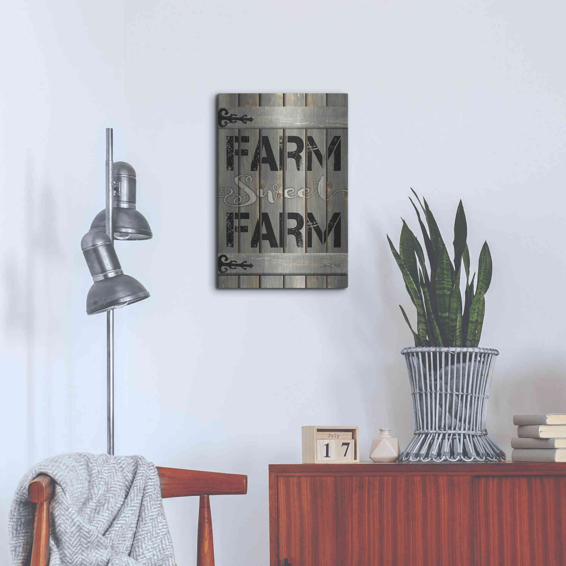 Luxe Metal Art 'Farm Sweet Farm' by Cindy Jacobs, Metal Wall Art,16x24