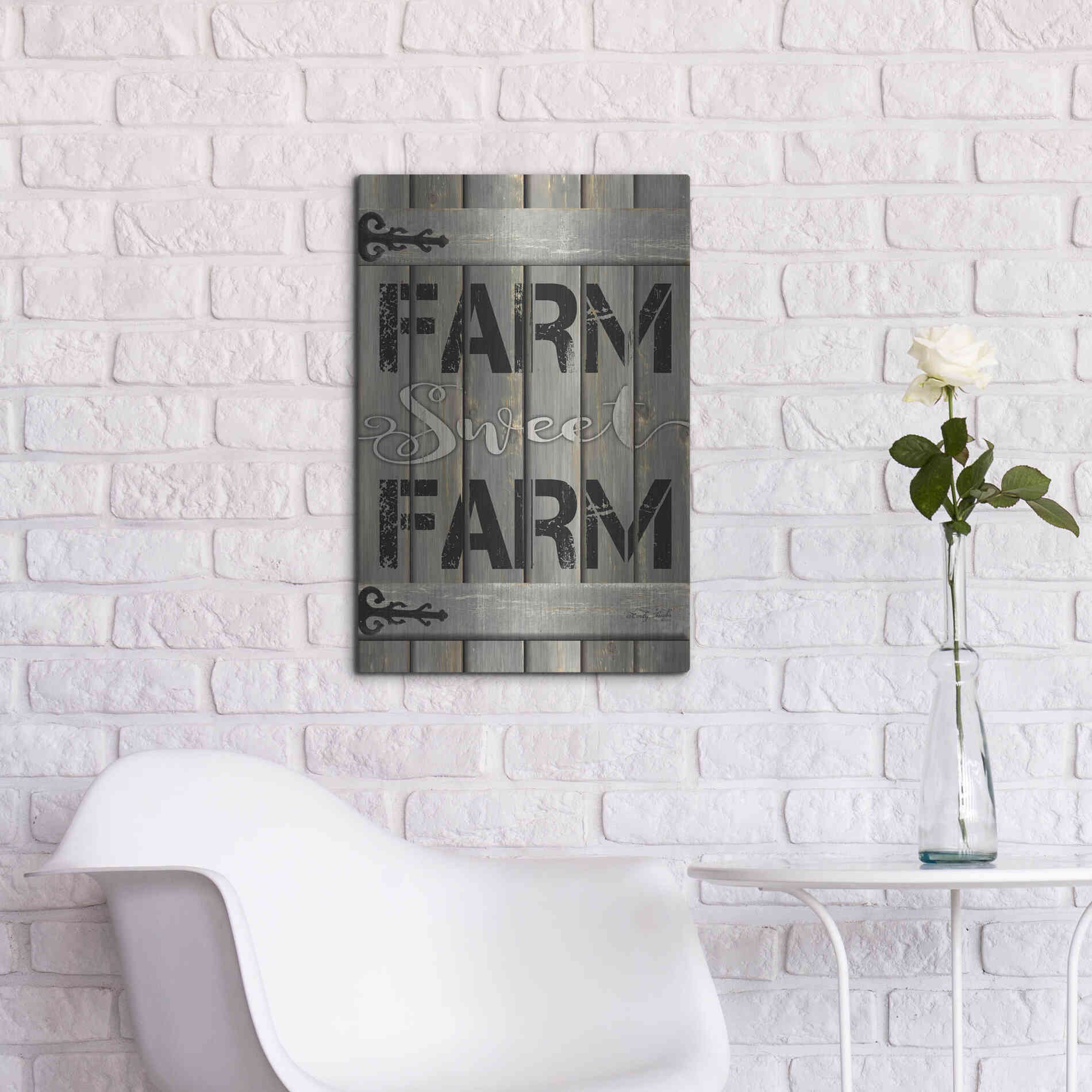 Luxe Metal Art 'Farm Sweet Farm' by Cindy Jacobs, Metal Wall Art,16x24