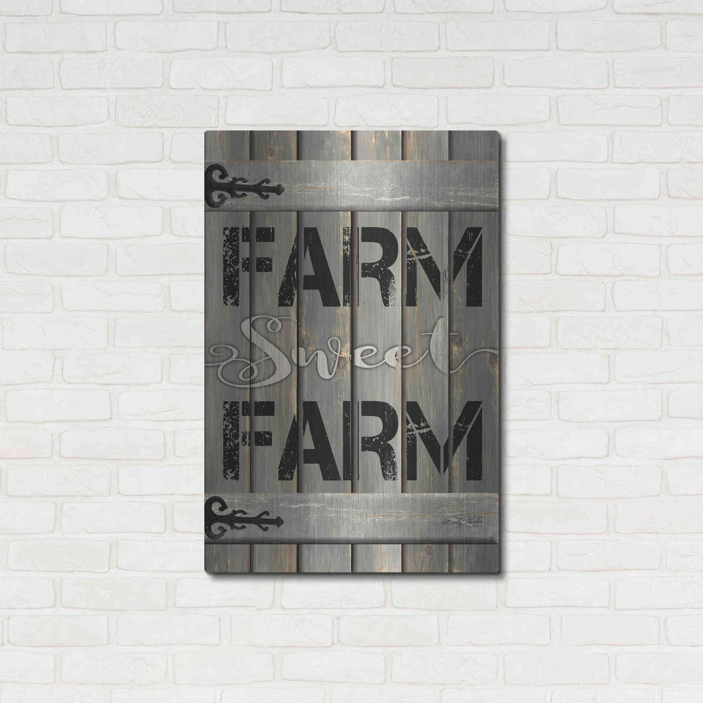 Luxe Metal Art 'Farm Sweet Farm' by Cindy Jacobs, Metal Wall Art,24x36